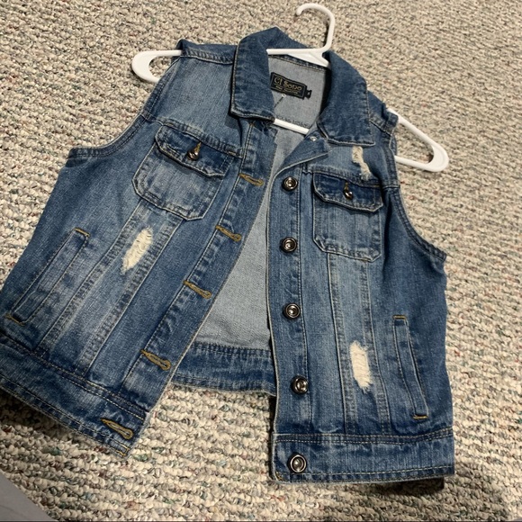 Distressed denim vest - Picture 1 of 4